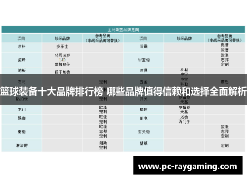 篮球装备十大品牌排行榜 哪些品牌值得信赖和选择全面解析